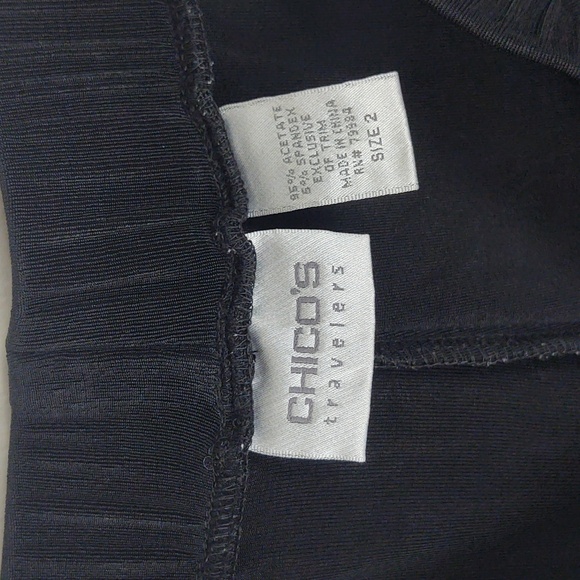 Chico's Travelers Pull On Pants Wide Leg Abstract Floral Embroidered 2 / L - Picture 3 of 9